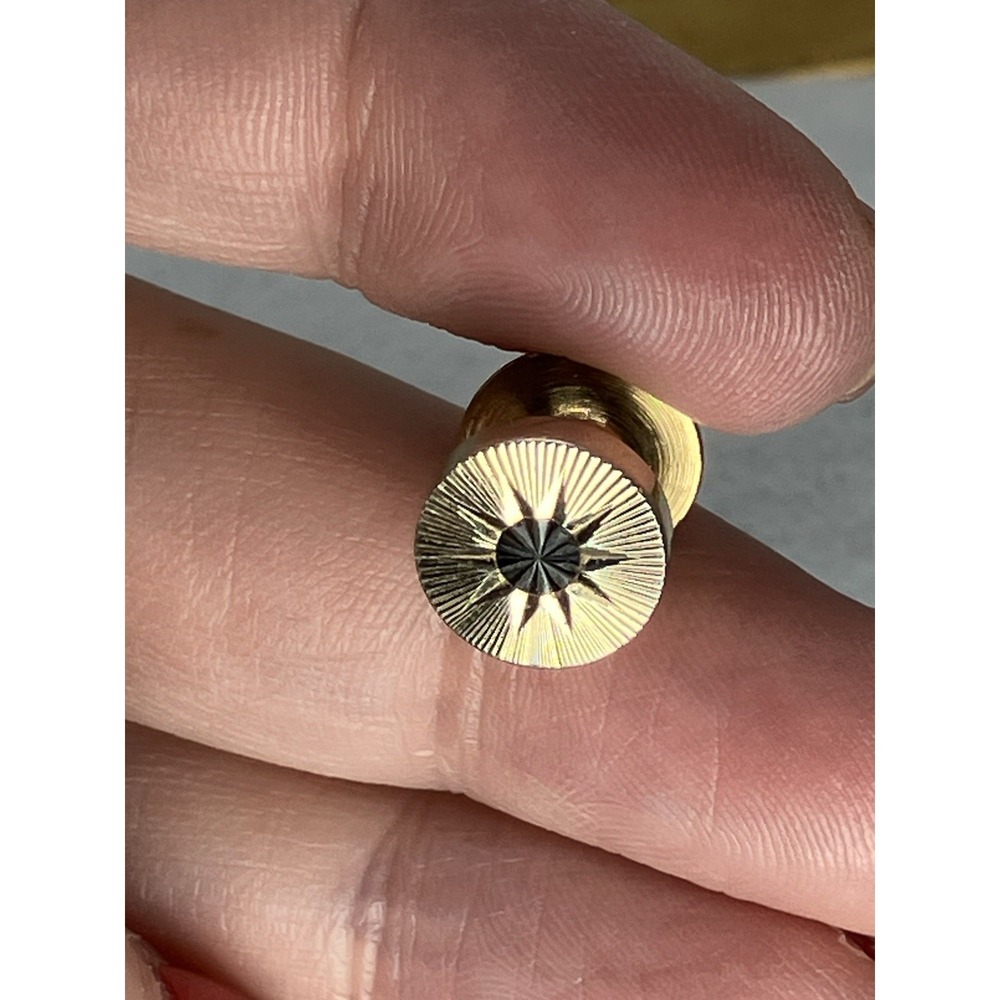 Vintage Gold Tone Onyx Tie Tack Pin Sunburst Old Money MCM Estate Heritage Retro